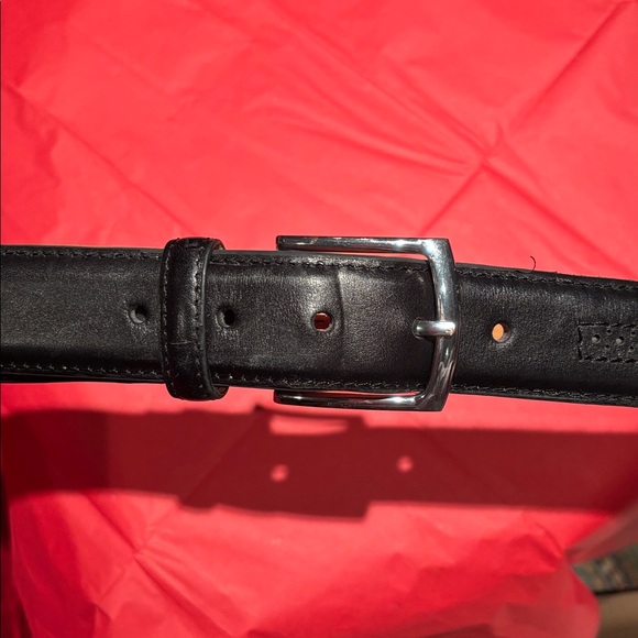 ALLAN  EDMONDS Italian  Calf Skin Men's Black Leather Belt - Picture 5 of 5